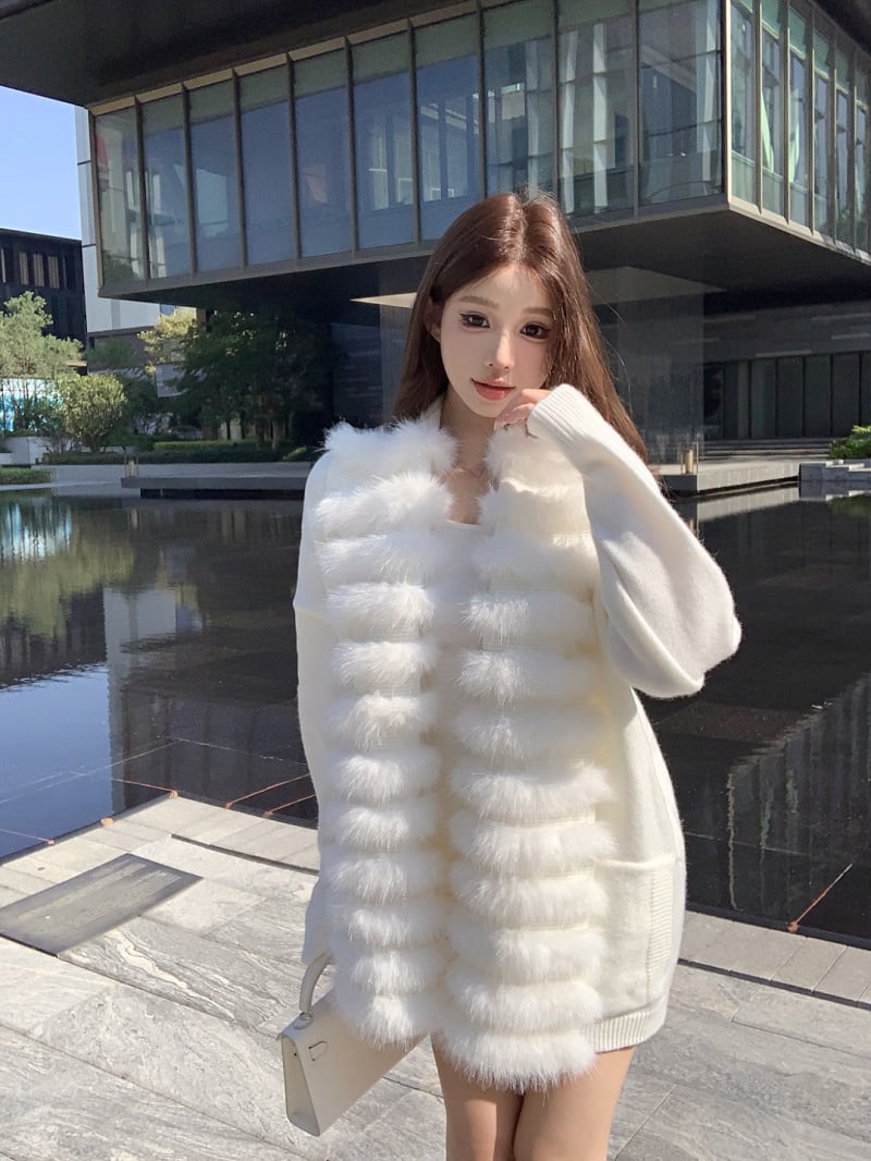 【outer】ファーニットアウター ベルト付き　M28564
