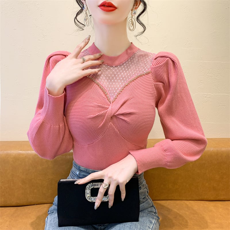 【tops】ビジュードッキングニットトップス　M27771