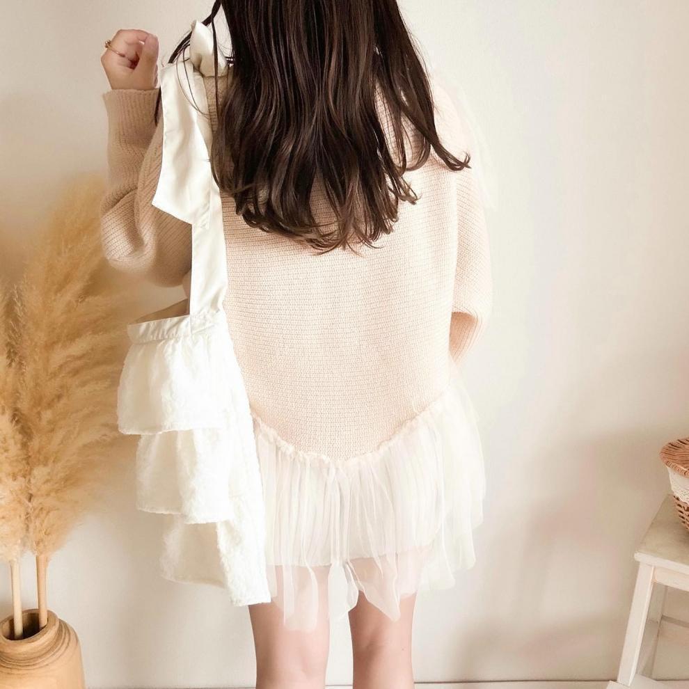 【tops】チュールドッキングニットセーター　M27082
