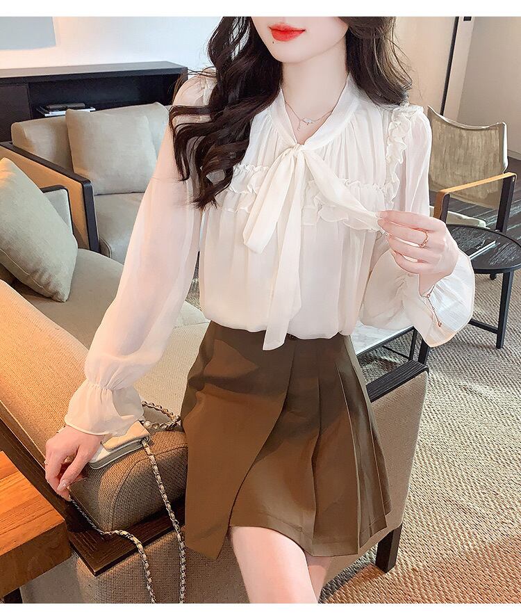 【tops】リボン付きブラウス　M29095