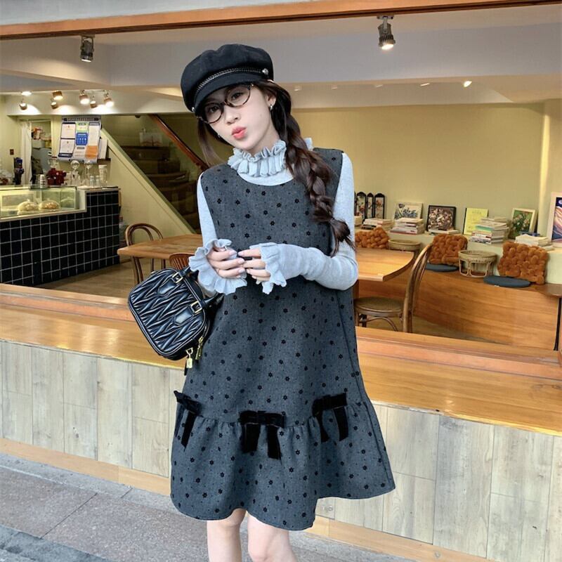 【set】フリルトップス×ベストワンピースセット　M28478