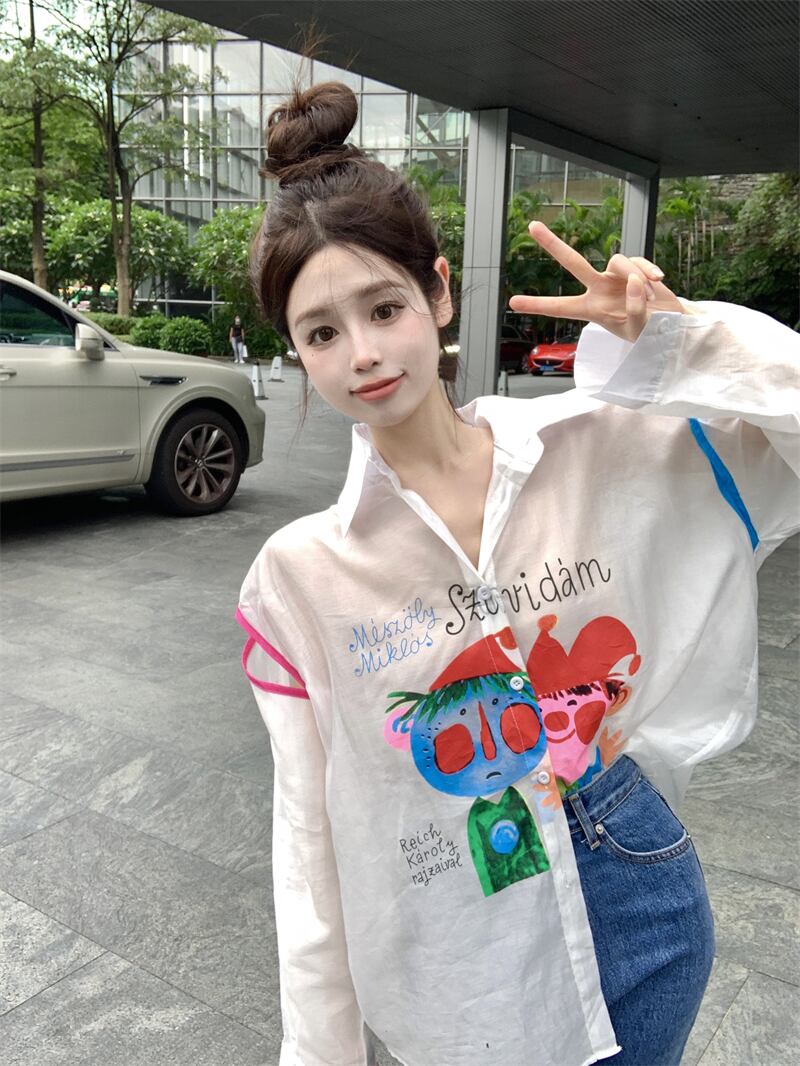 【tops】プリント薄手ブラウスG20368