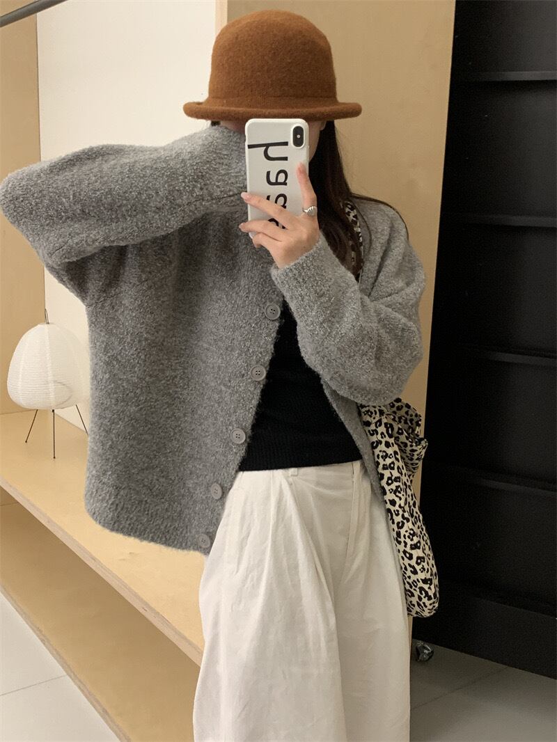 【outer】クルーネックニットカーデ　M18868