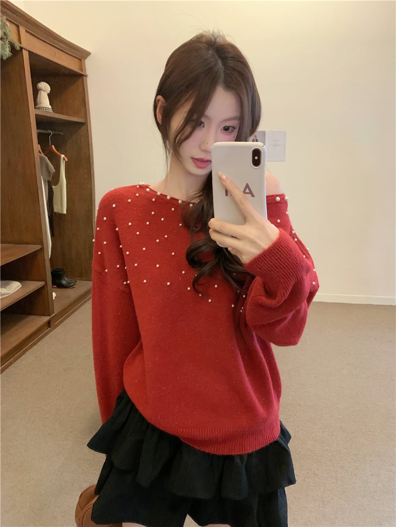 【tops】パールニットセーター　N2726