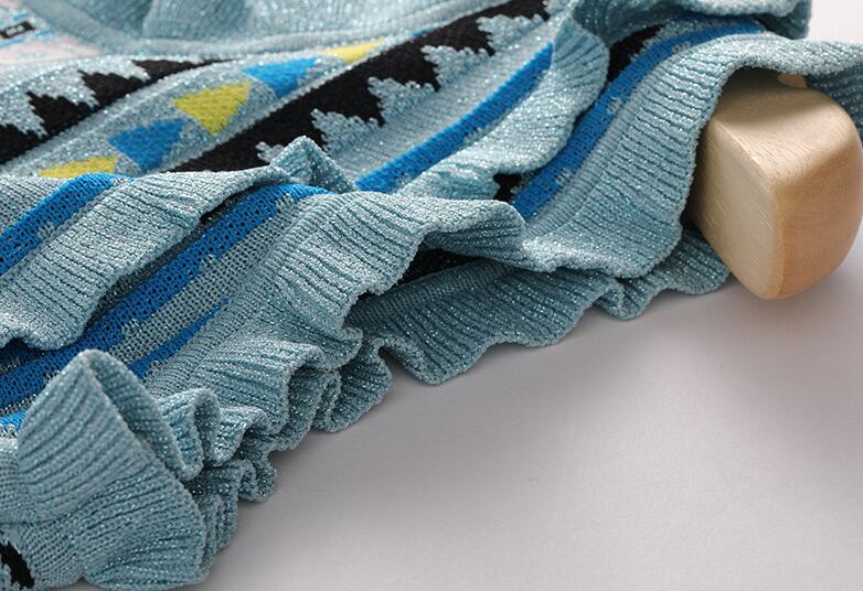 【dress】ファッションストライプ柄切り替え気質満点ノースリーブニット ワンピース G0407