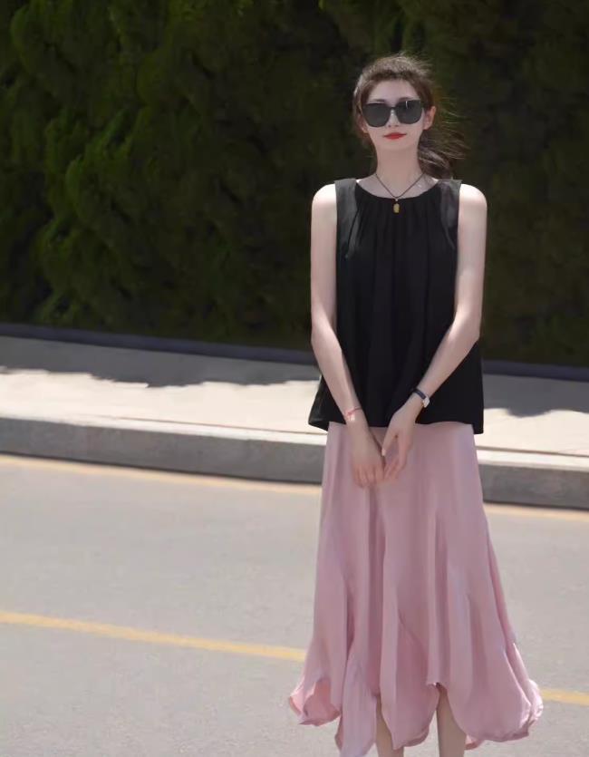 【set】イレギュラータンクトップ+スカート２点セットF7437