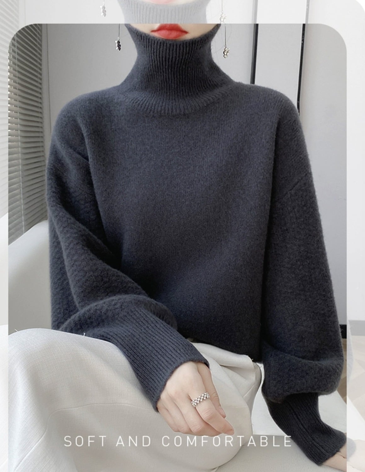 【tops】ハイネックニットセーター　M26231