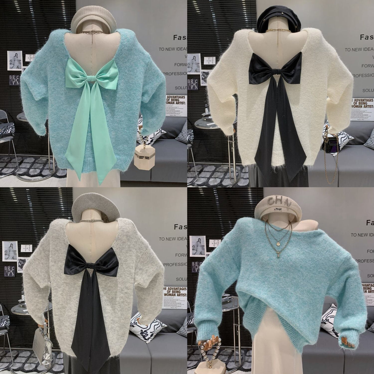 【tops】バックリボンニットトップス　N2775