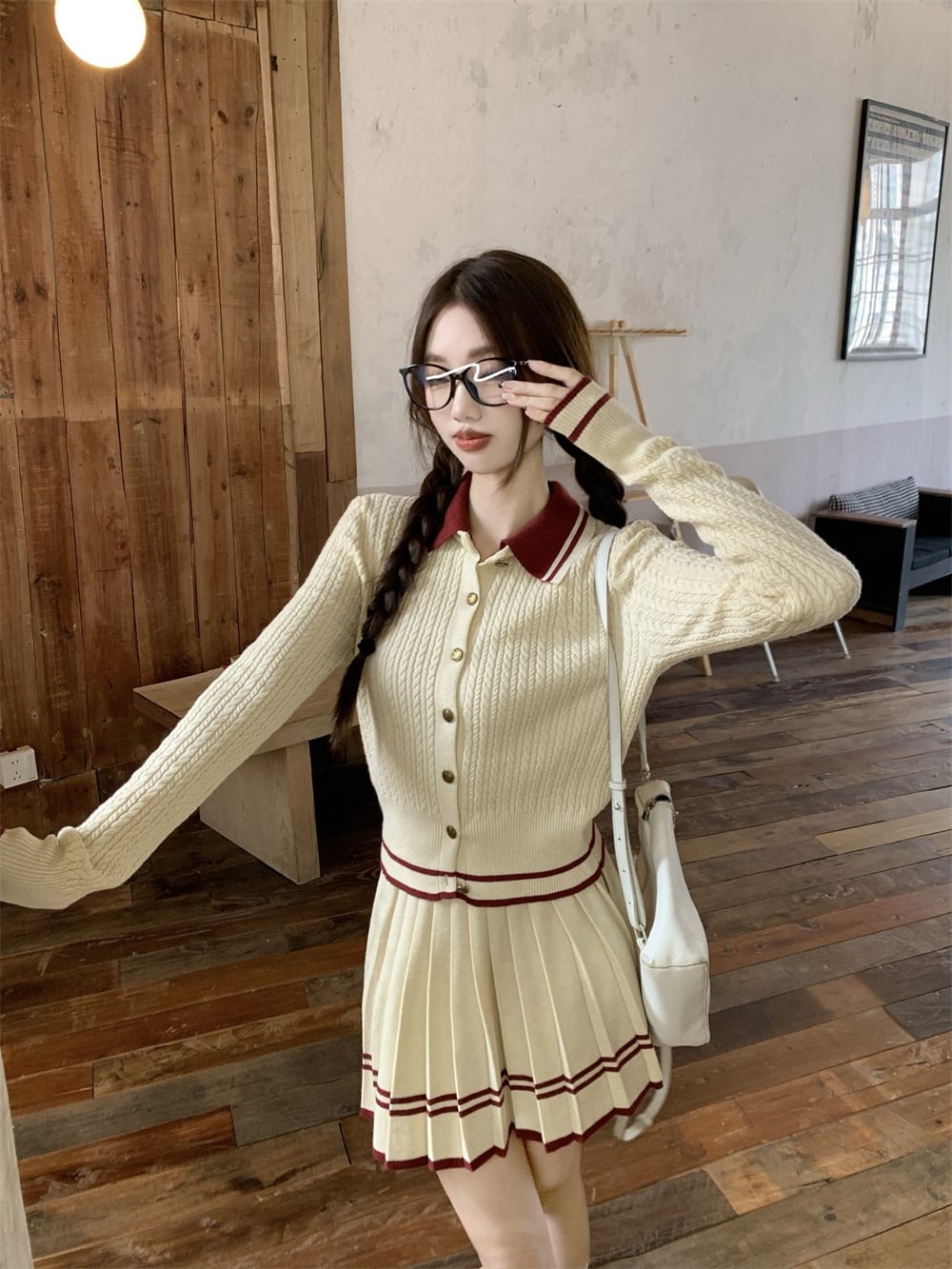 【set】ニットカーデ×スカートセット　M26042
