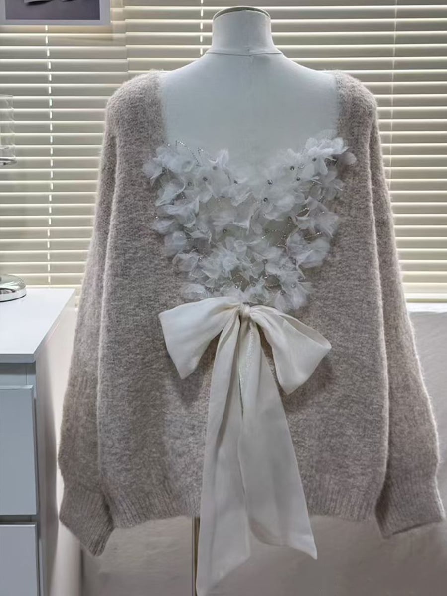 【tops】バックリボンニットトップス　N3505
