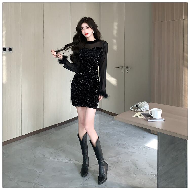 【dress】スパンコールワンピース　M27559