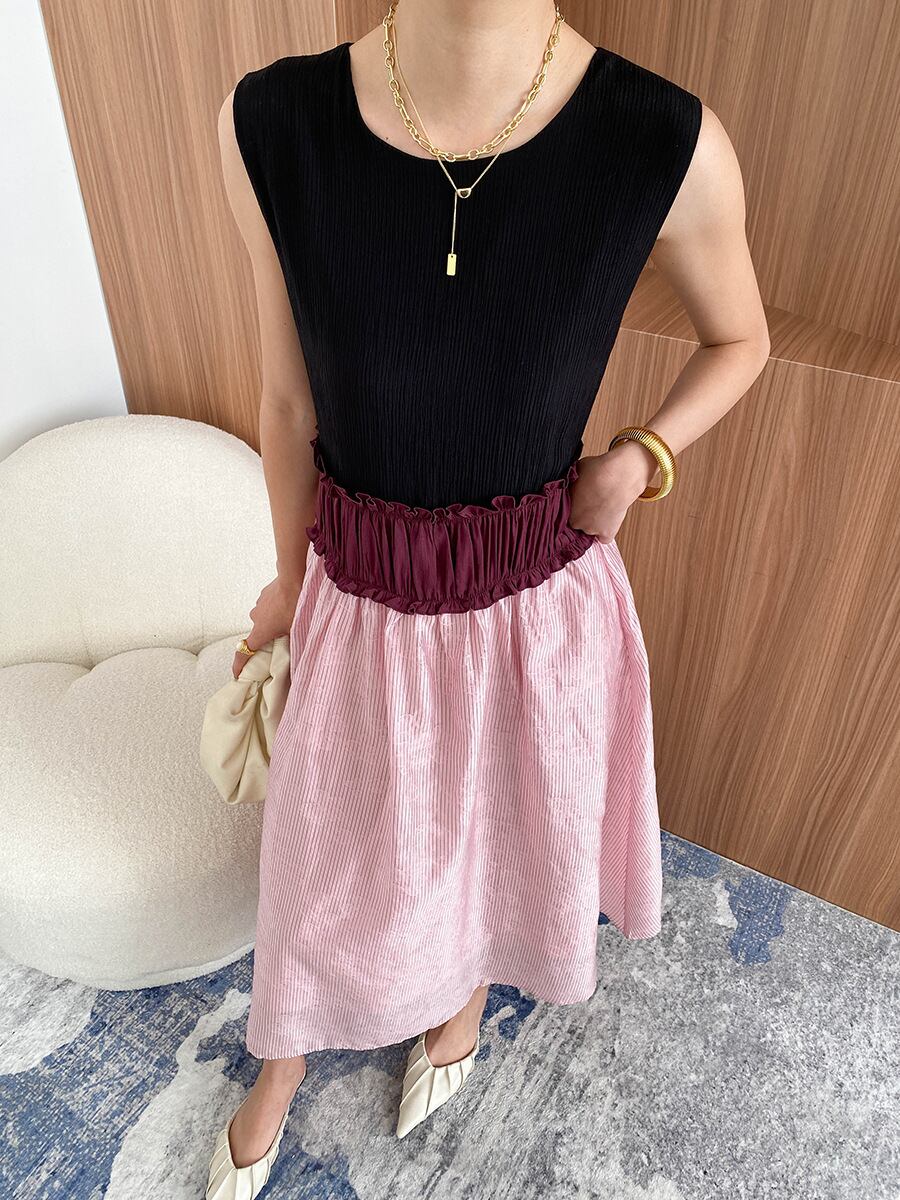 【dress】ノースリーブドッキングワンピース　M29950