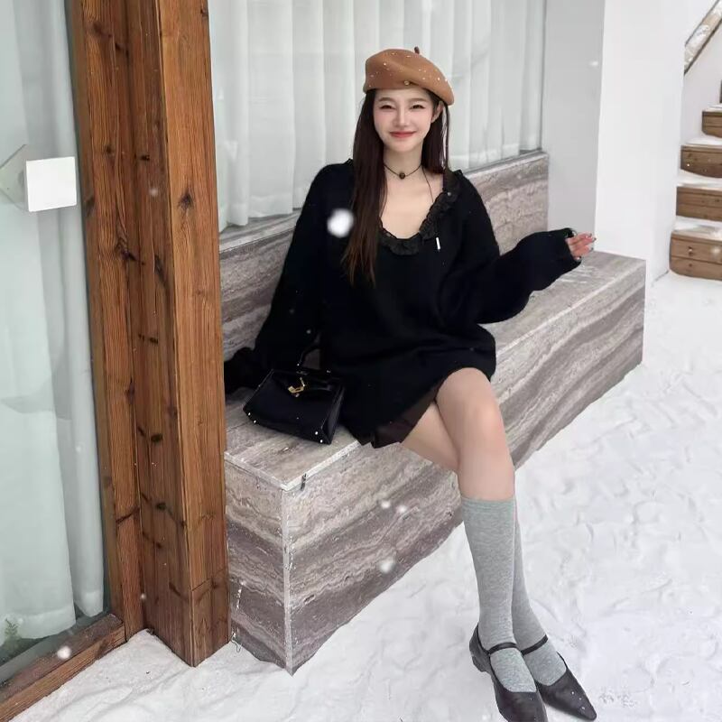 【tops】バックリボンニットトップス Q7372