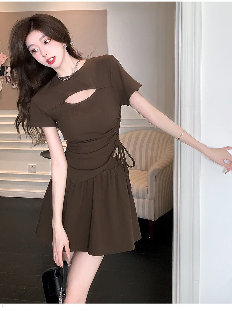 【set】透かし彫りトップス+スカート２点セットG21323