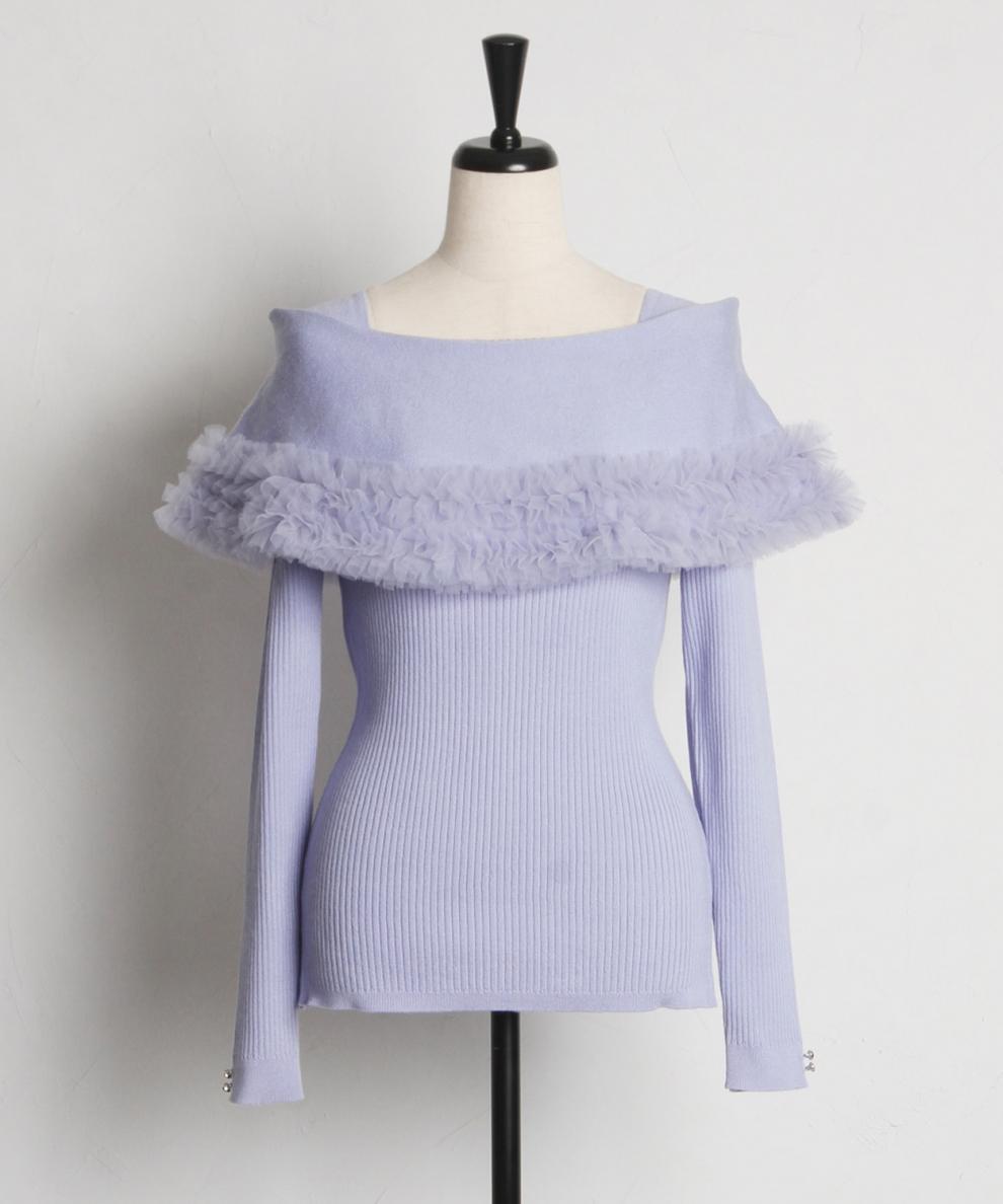【tops】ギャザーフリルニットトップス　M28150