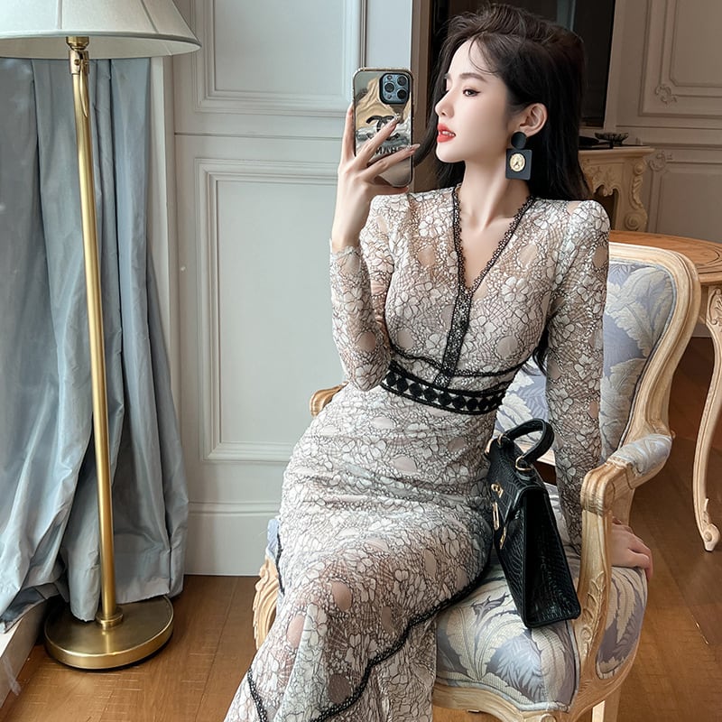 【dress】レースマーメイドワンピース　M28405