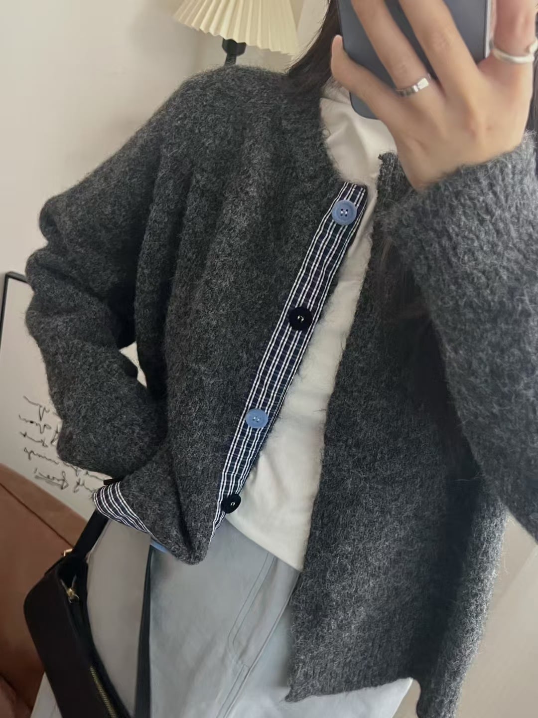 【outer】切り替えニットカーデ　M29006