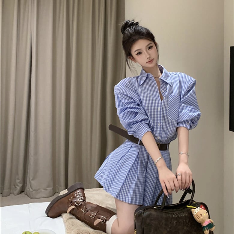 【dress】シャツワンピースベルト付き　M29531