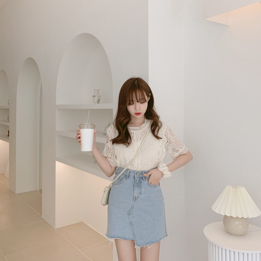 【tops】韓国系スウィート洋気レースINS風Tシャツ