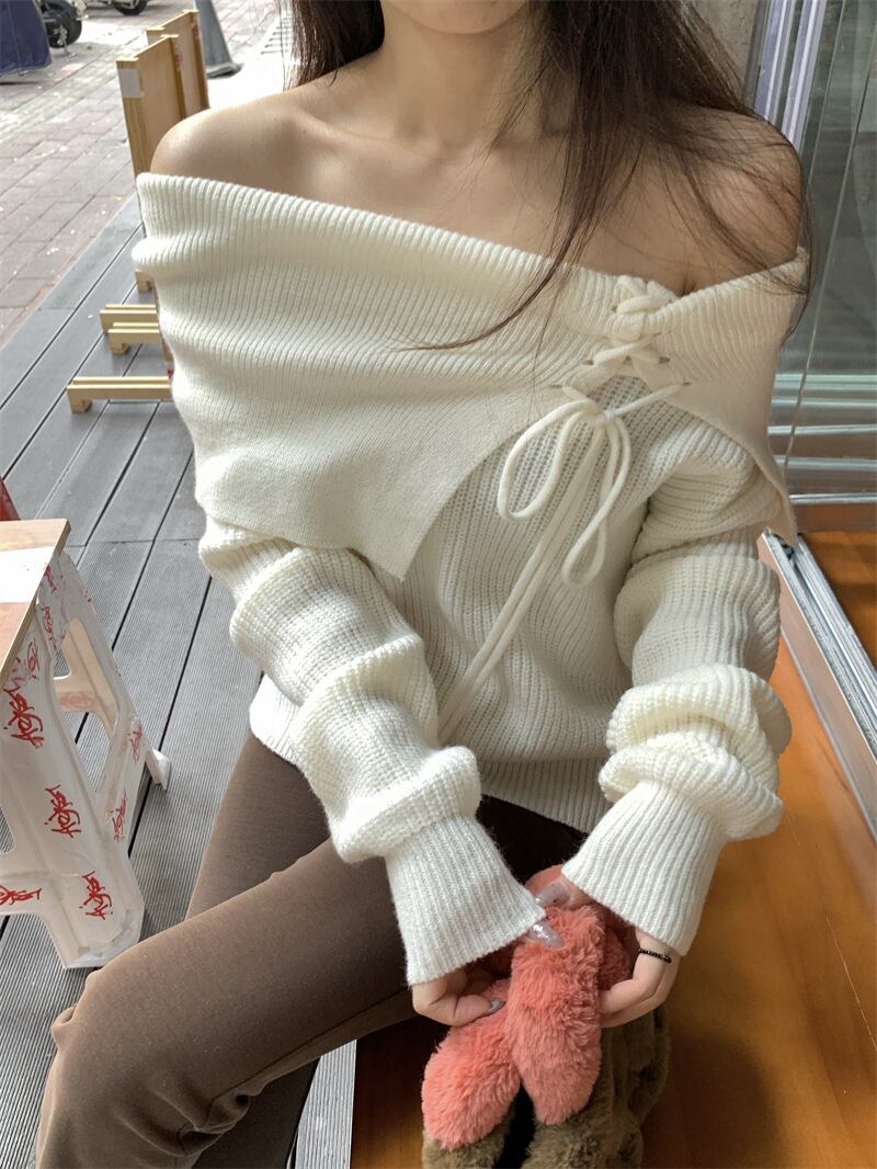 【tops】オフショルダーニットセーター　M28965