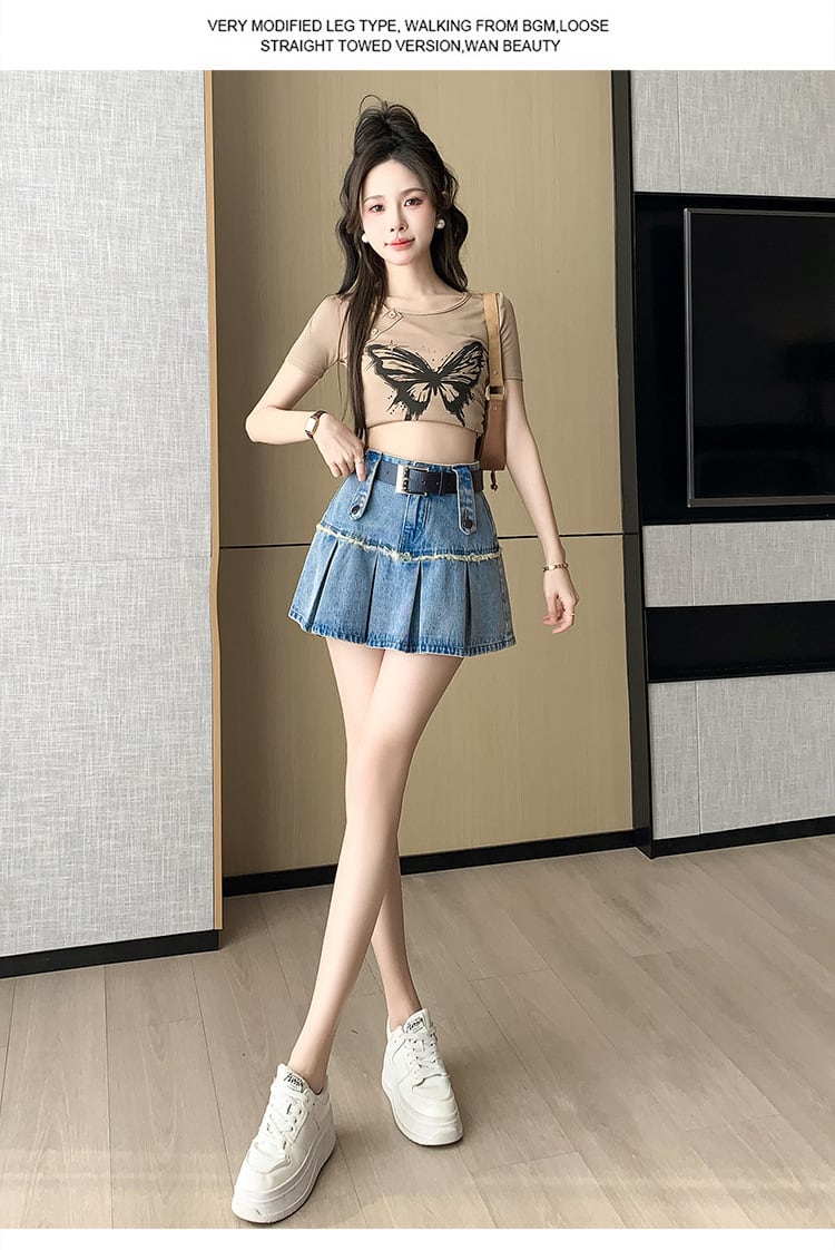 【bottoms】ギャザーデニムスカートG20220