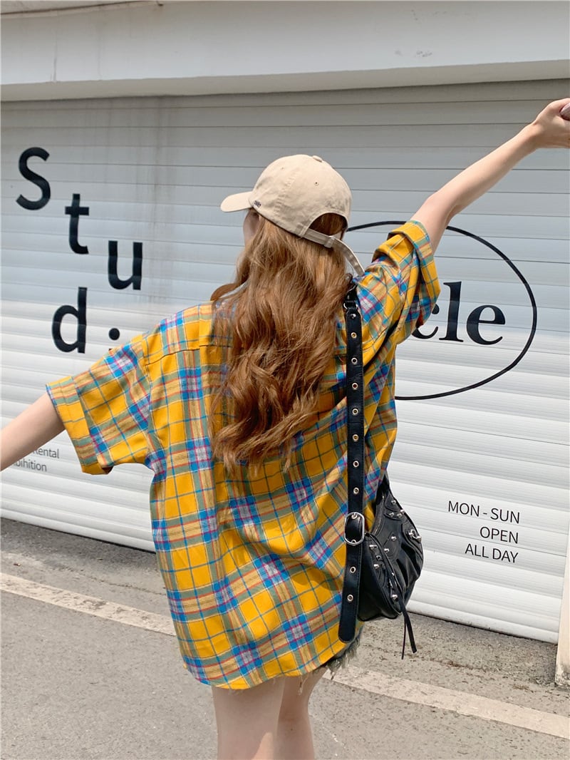 【tops】チェック柄シャツトップス　M25267