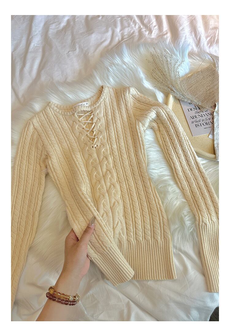 【tops】カットワークニットトップス　ニットトップス