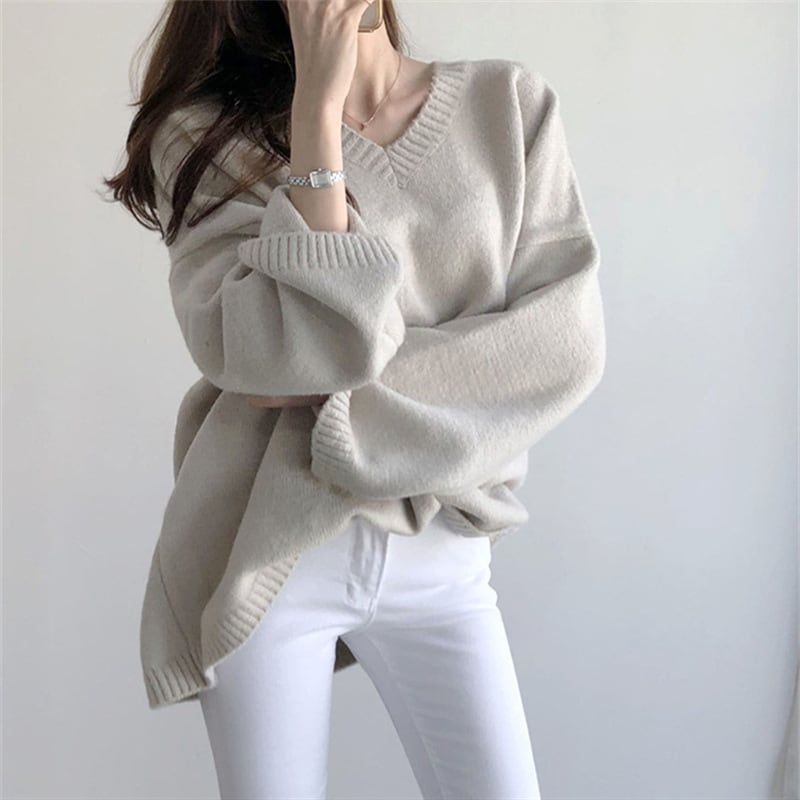 【tops】Vネックニットセーター　M25615