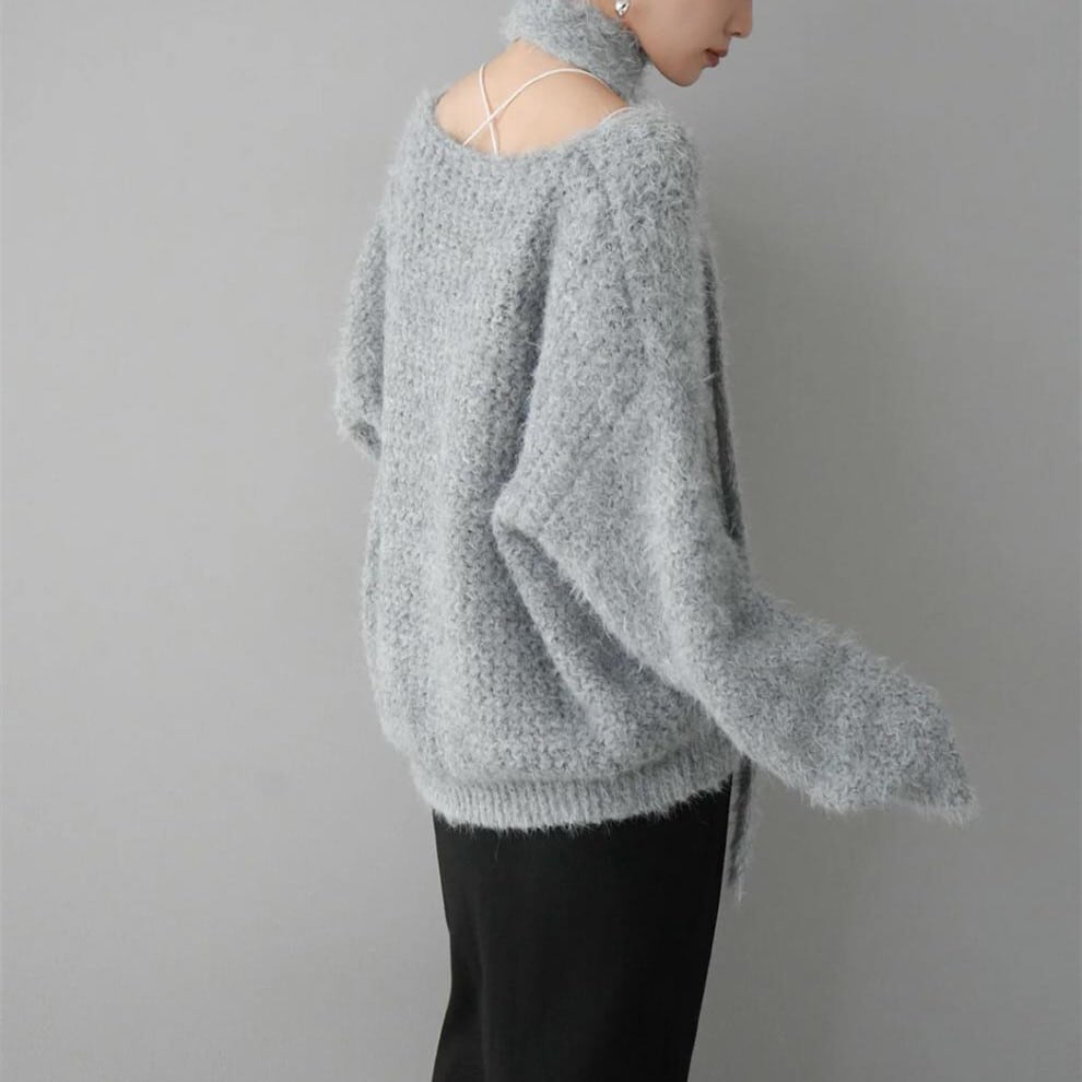 【tops】Vネックチョーカー付ニットセーター　M17997