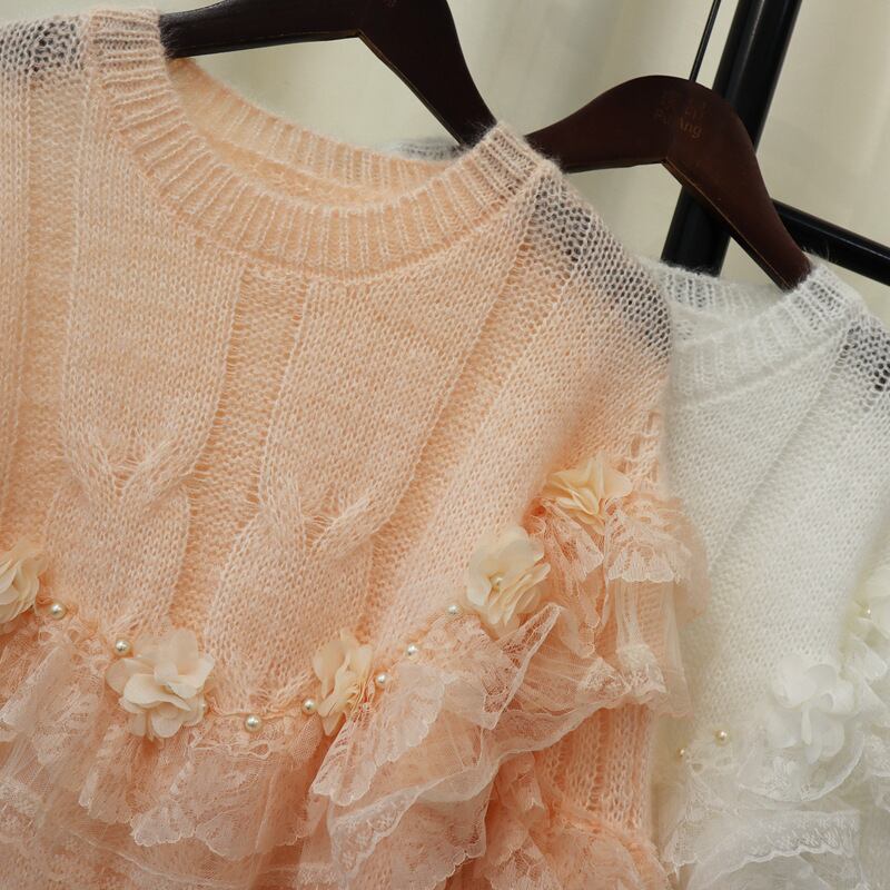 【tops】チュールコンビニットセーター　M29324