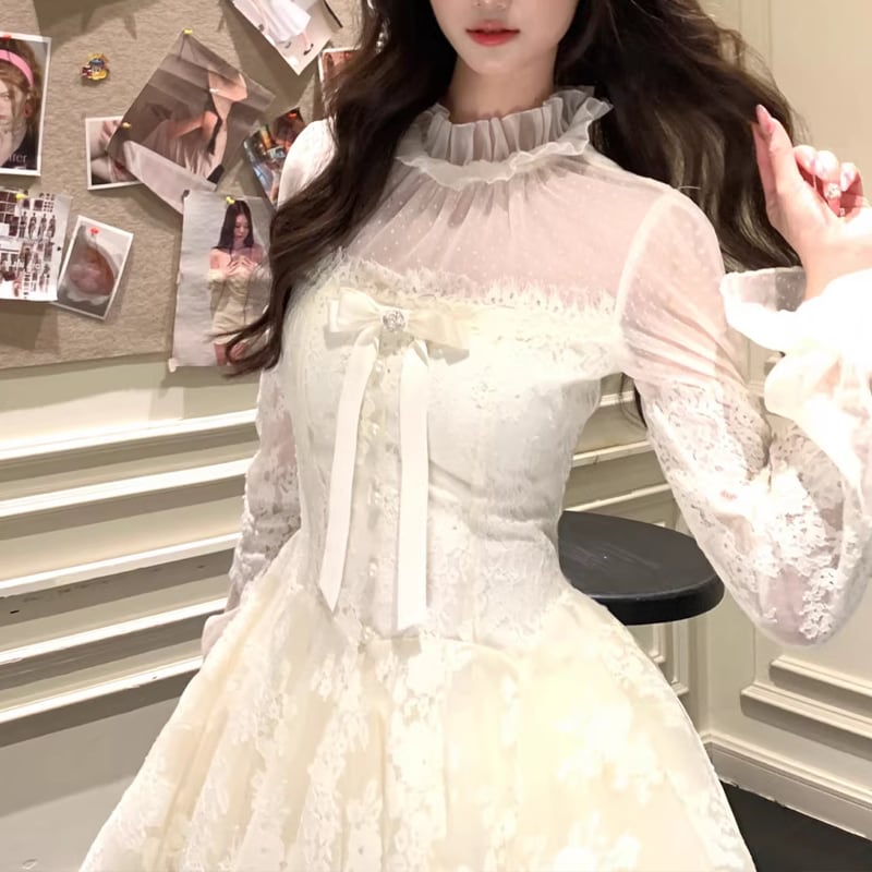 【dress】フレアレースワンピース Q7800