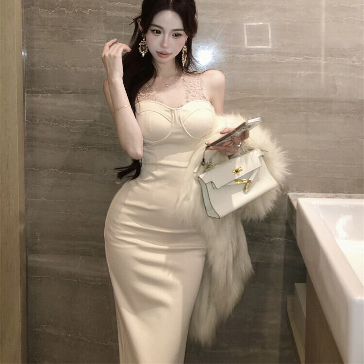 【dress】レース切り替えワンピース　M29625