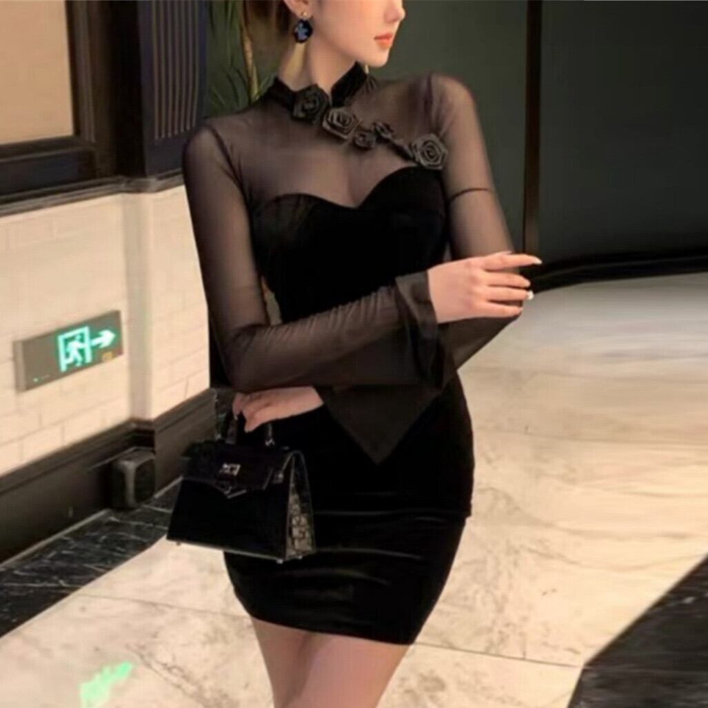 【dress】チュールドッキングワンピース　M27863
