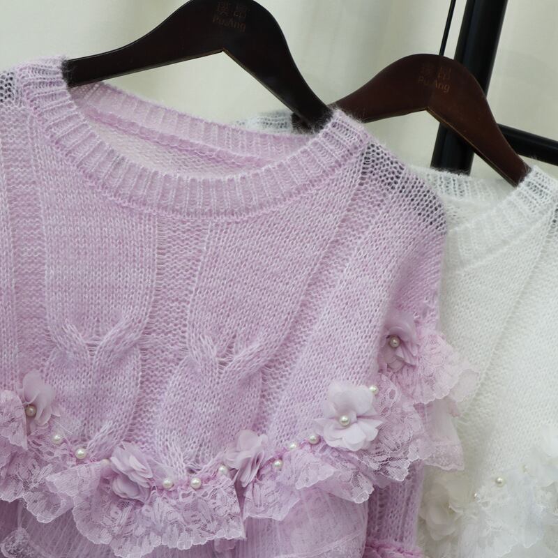 【tops】チュールコンビニットセーター　M29324