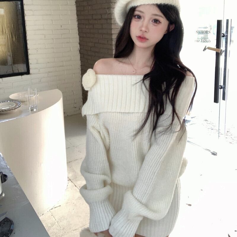 【dress】オフショルダーニットワンピース　M28499