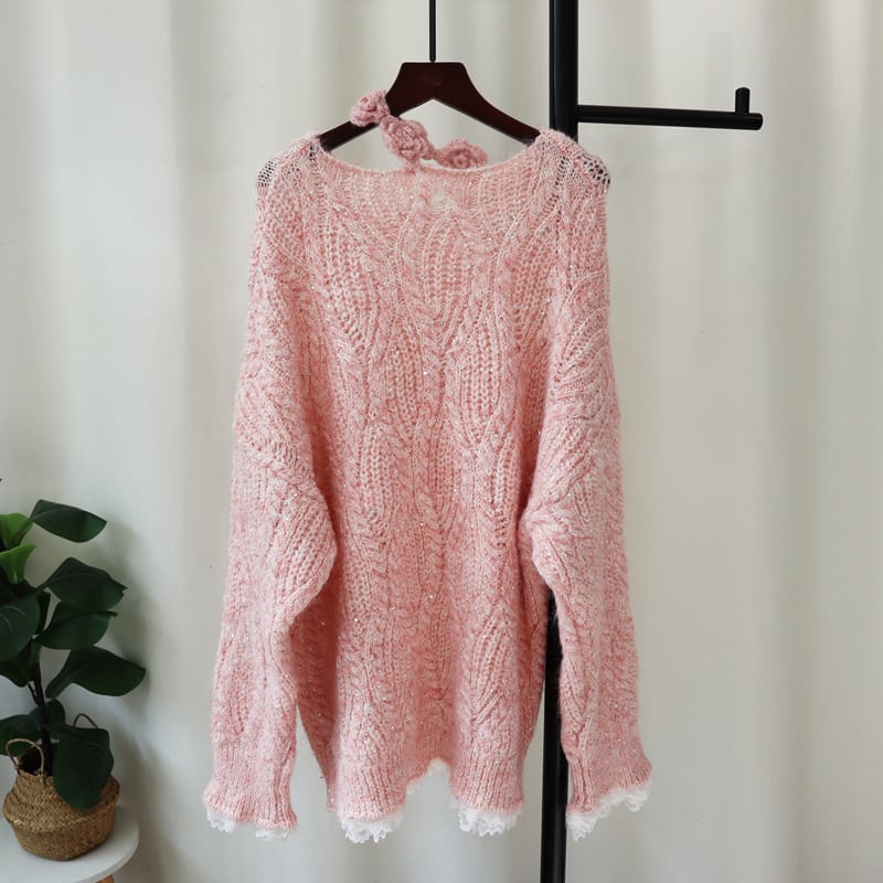 【tops】立体フラワーニットセーター　M28078