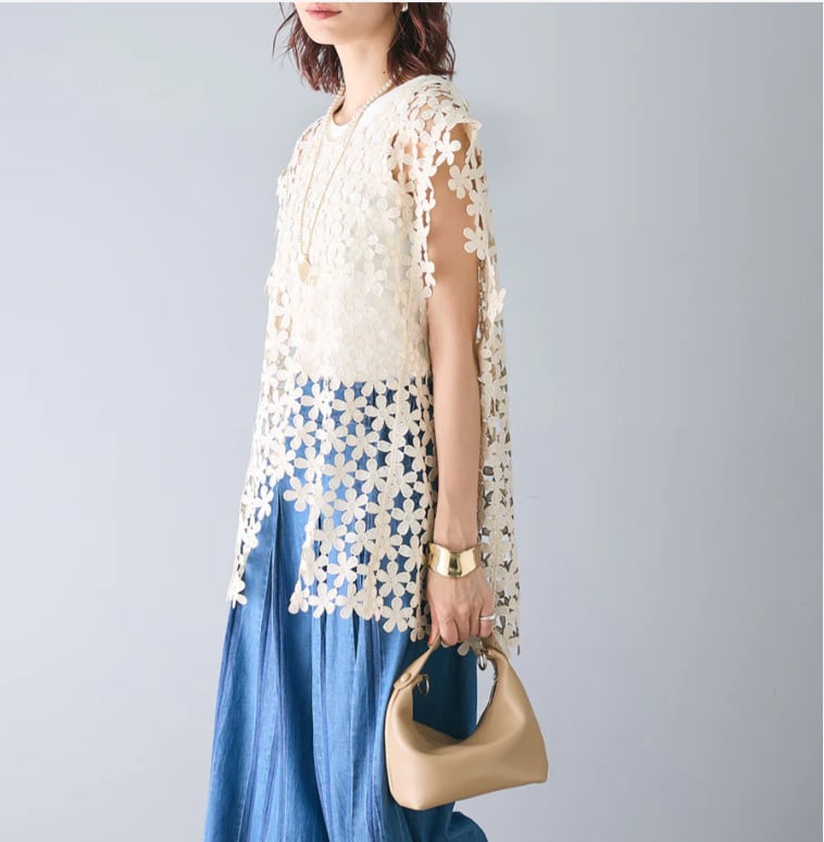 【tops】カットワークトップス　M24051