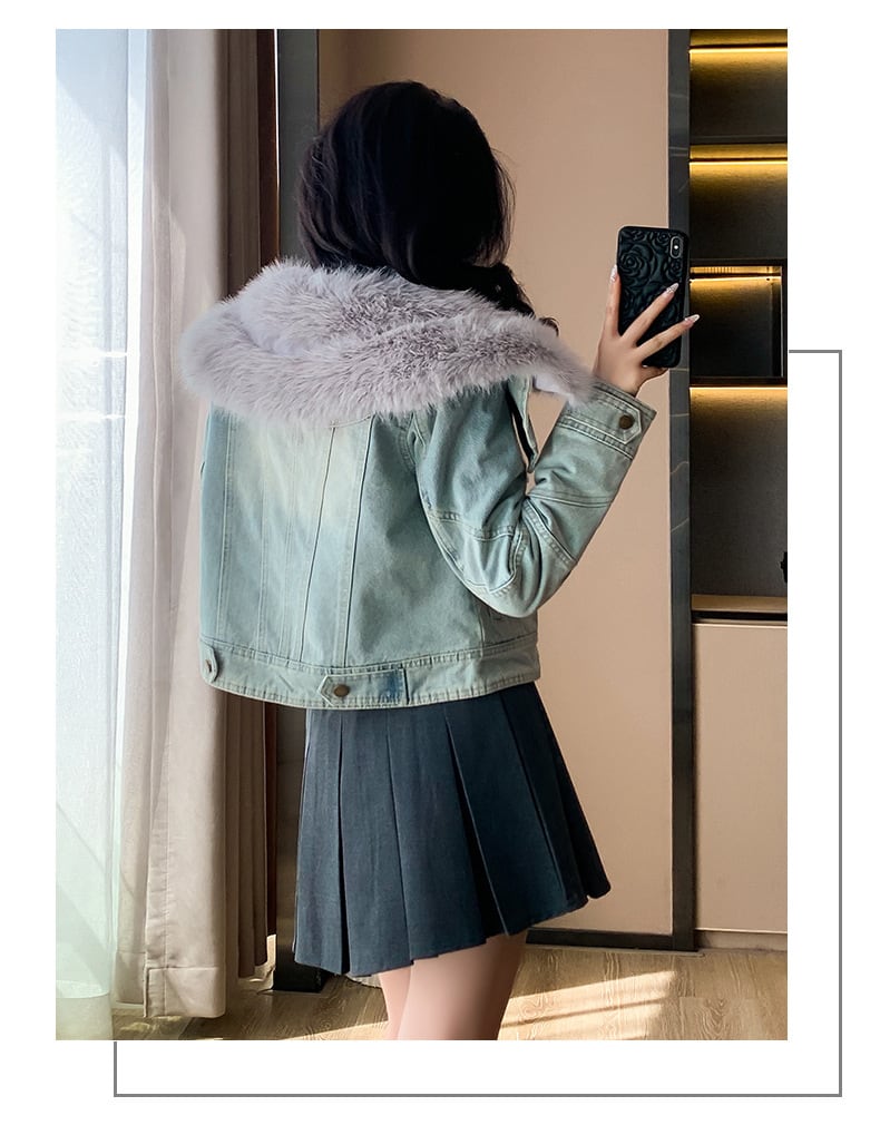 【outer】裹起毛ファーデニムジャケット　M27803