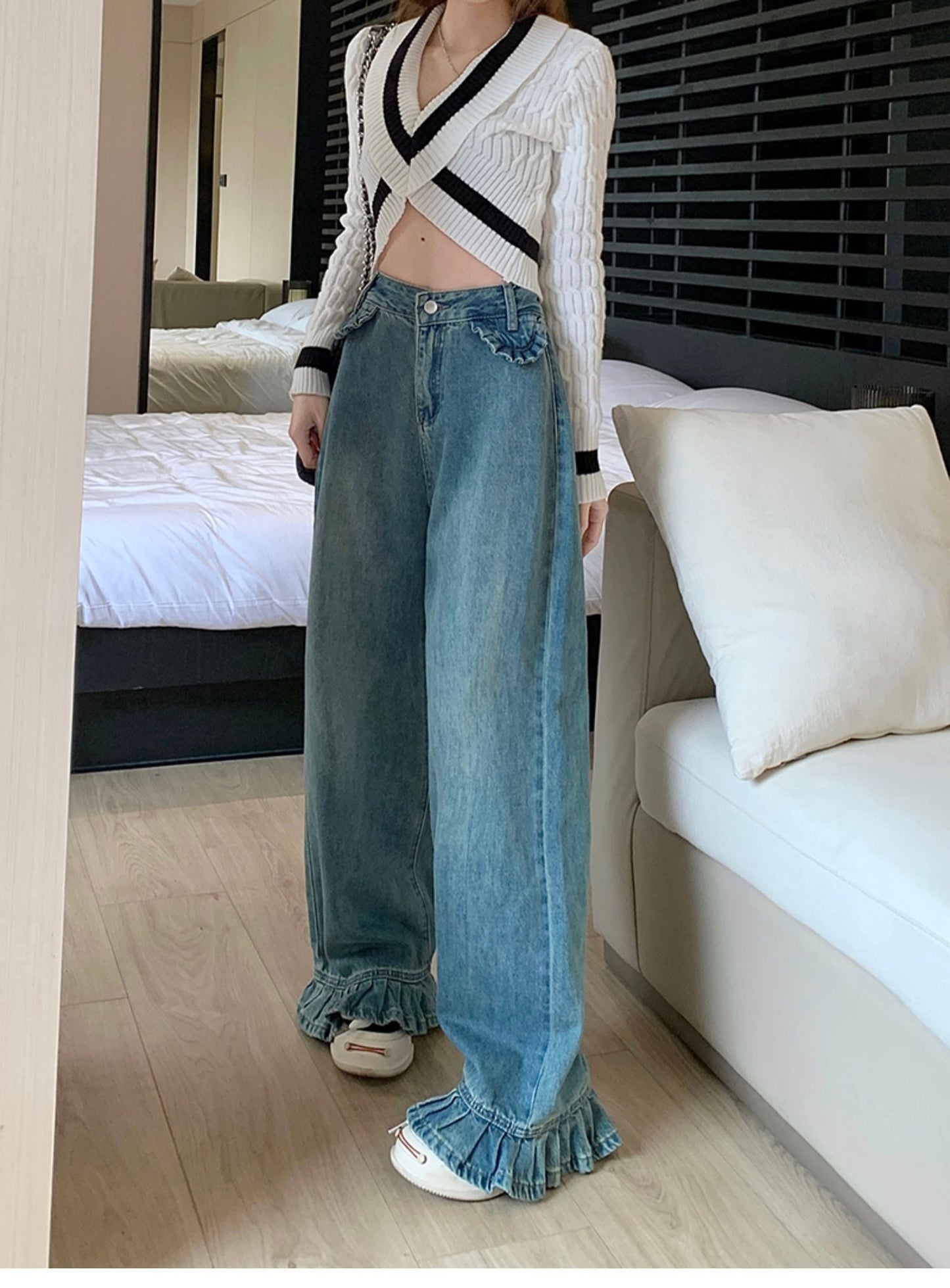 【bottoms】デニムガウチョパンツG20345