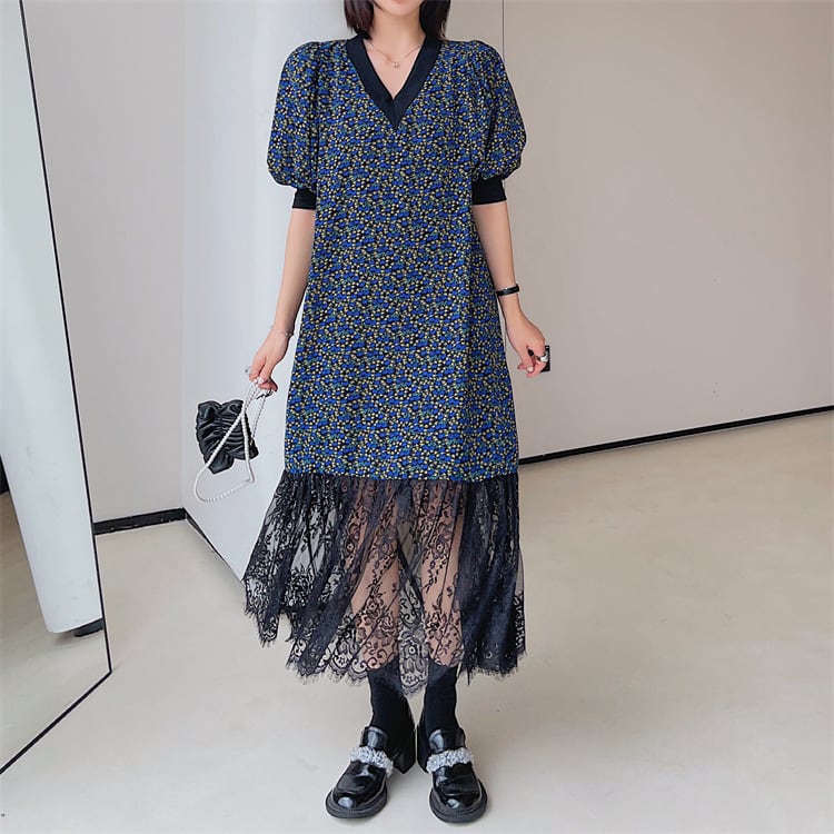 【dress】レース花柄ワンピース　M25158
