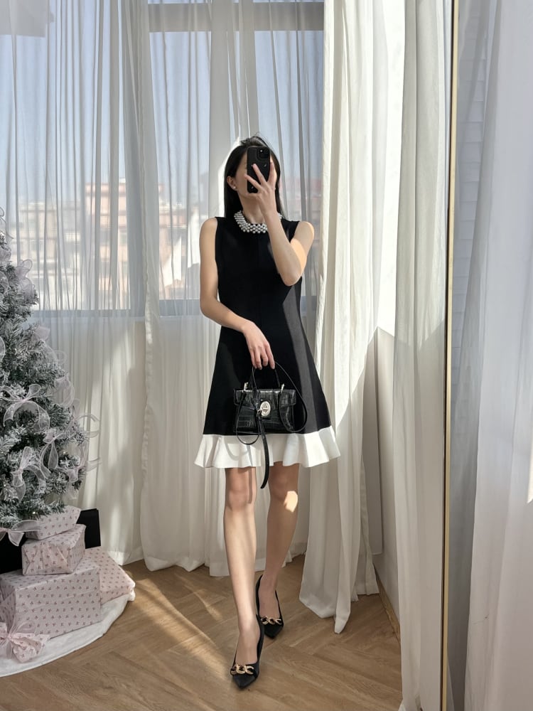 【dress】パールネックドッキングミニワンピース　N3007