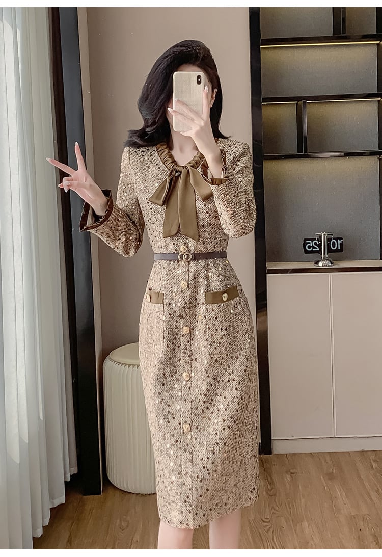 【dress】スパンコールツイードワンピース　M27788