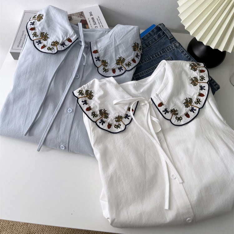 【tops】刺繍シャツブラウス　M29907