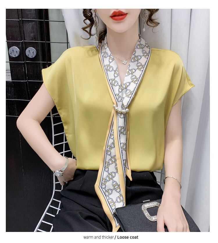 【tops】エレガント フランス風 上品なシルエットスウィートノースリーブシフォンシャツ G6716