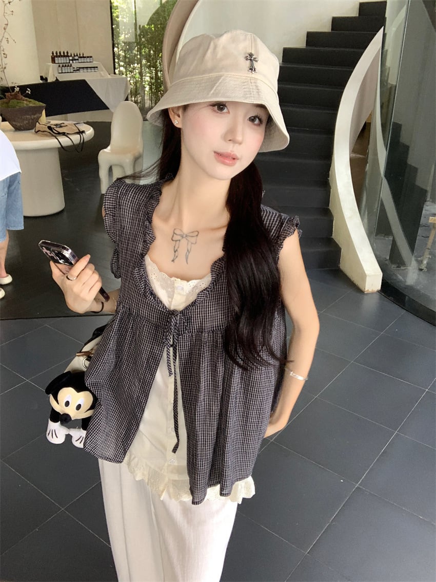 【tops】レース切り替えトップス　M24807