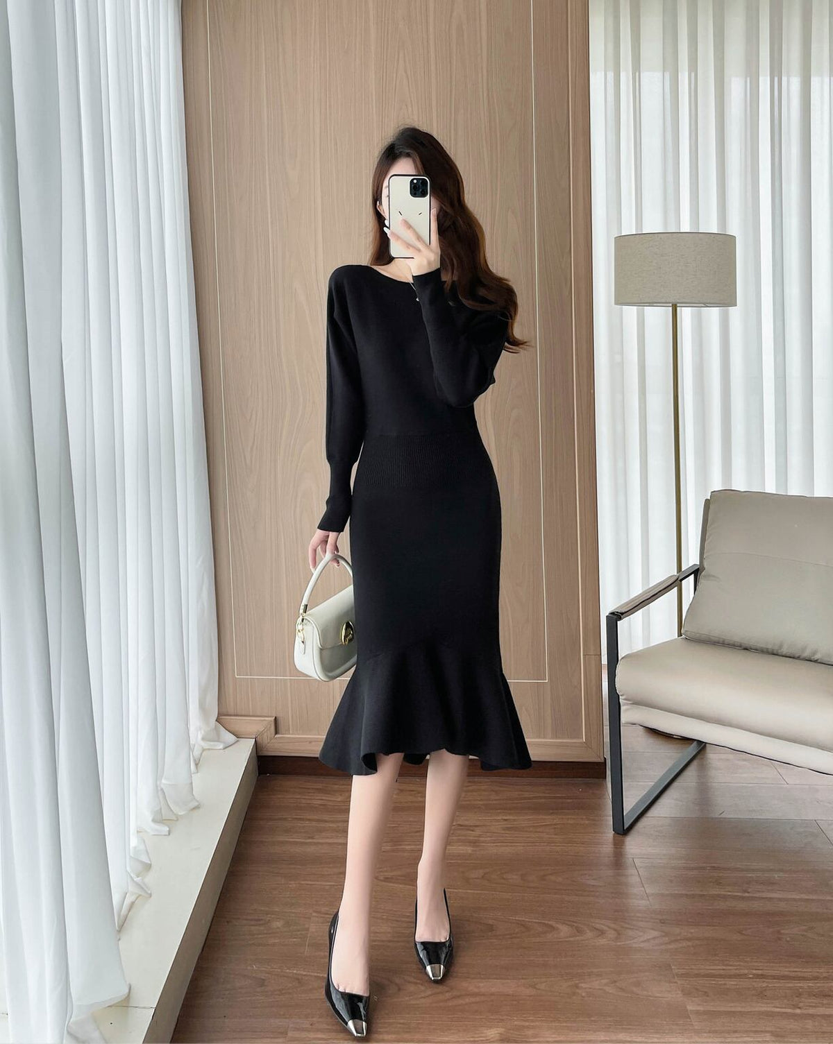 【dress】ニットマーメイドワンピース Q7293
