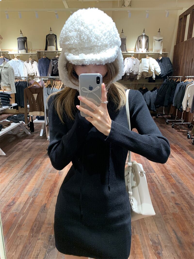 【dress】フード付きニットワンピース　M26906