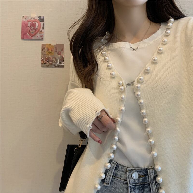 【outer】パールニットカーディガン　N2070