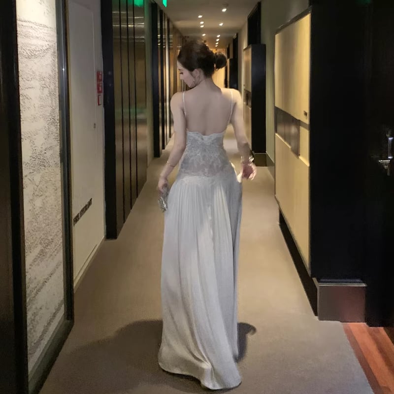 【dress】レースドッキングロングキャミワンピース Q8476
