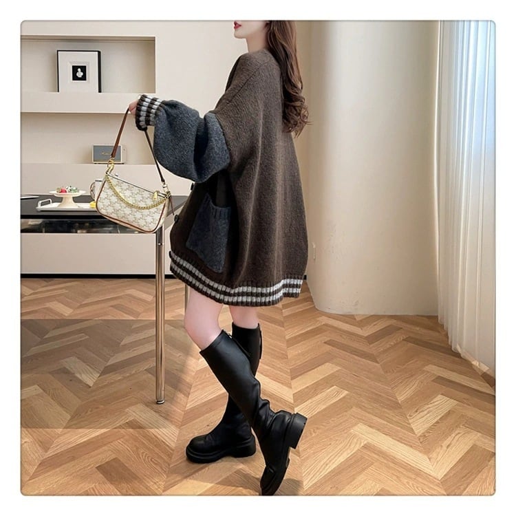 【outer】配色切り替えニットカーデ　M27503